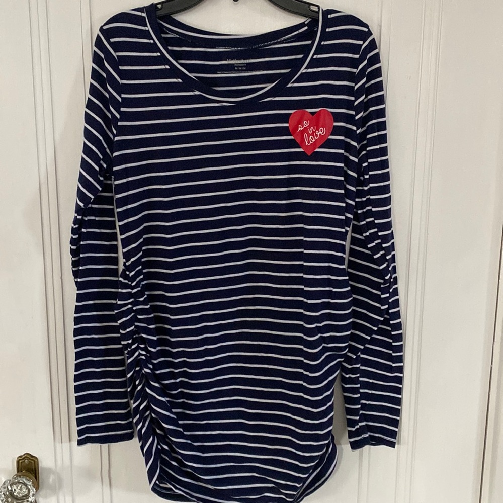 Navy stripe maternity shirt